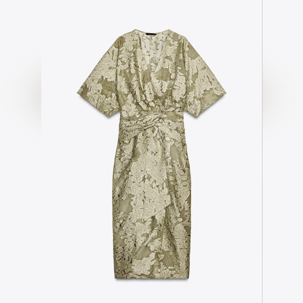 TEXTURED DRAPED DRESS SIZE M - Picture 6 of 8